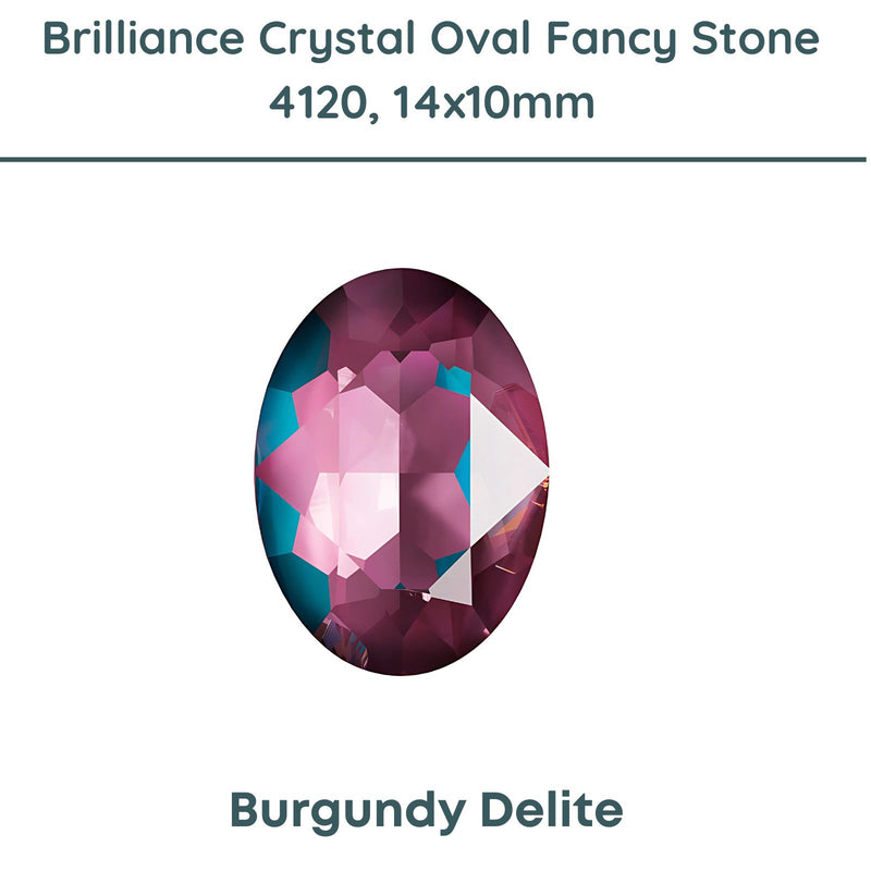 Brilliance Crystal, 4120 (14x10mm) Oval Faceted Fancy Stones, Burgundy Delite - The Argus Collection