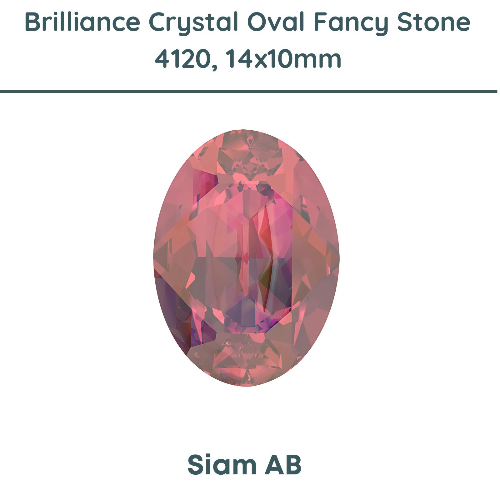 Brilliance Crystal, 4120 (14x10mm) Oval Faceted Fancy Stones, Siam AB - The Argus Collection