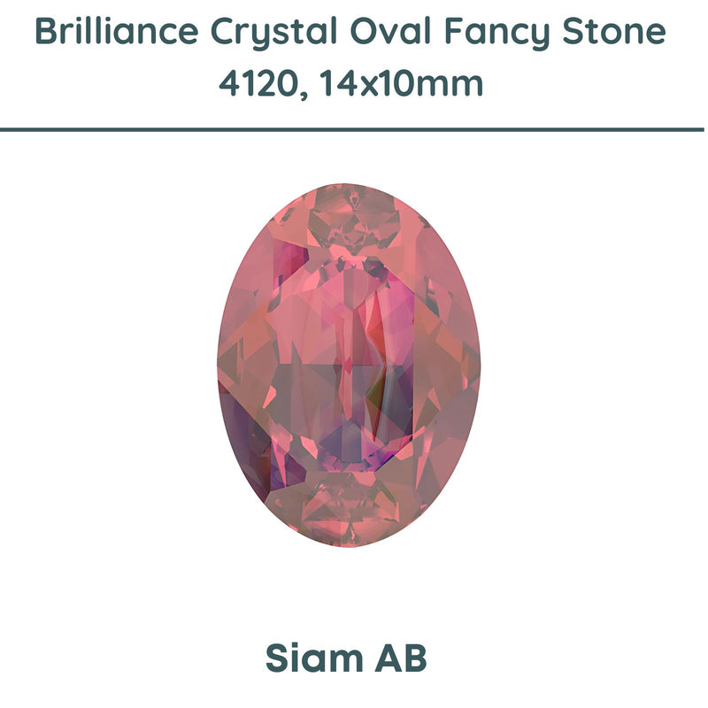 Brilliance Crystal, 4120 (14x10mm) Oval Faceted Fancy Stones, Siam AB - The Argus Collection
