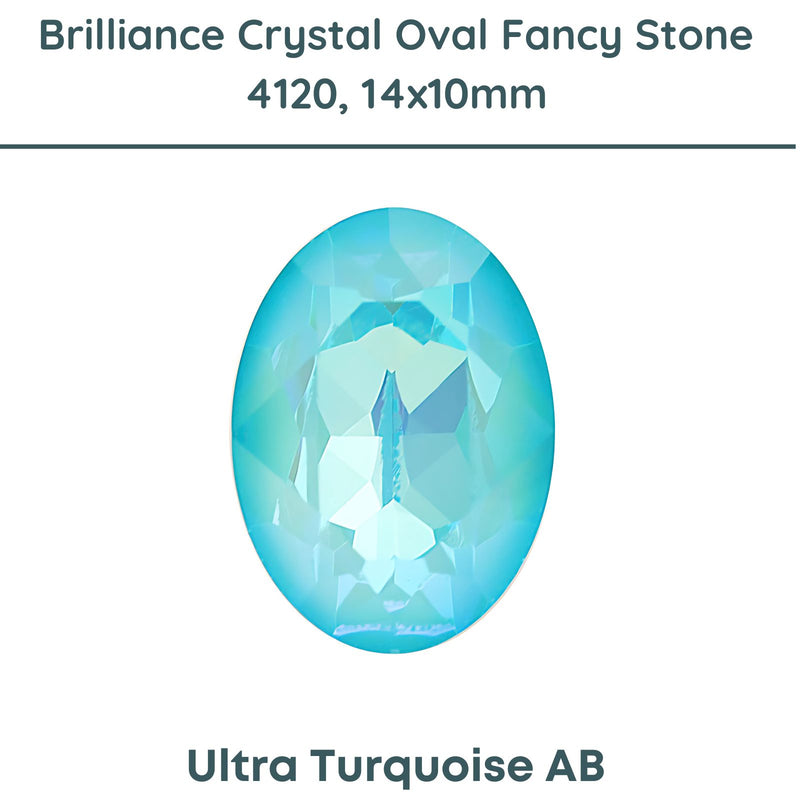 Brilliance Crystal, 4120 (14x10mm) Oval Faceted Fancy Stones, Ultra Turquoise - The Argus Collection