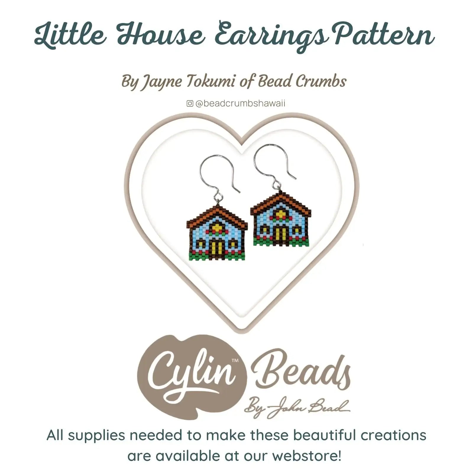 Little House Earrings Pattern, Cylin Beads - Little House Earrings Pattern, Cylin Beads - Default Title , The Argus Collection