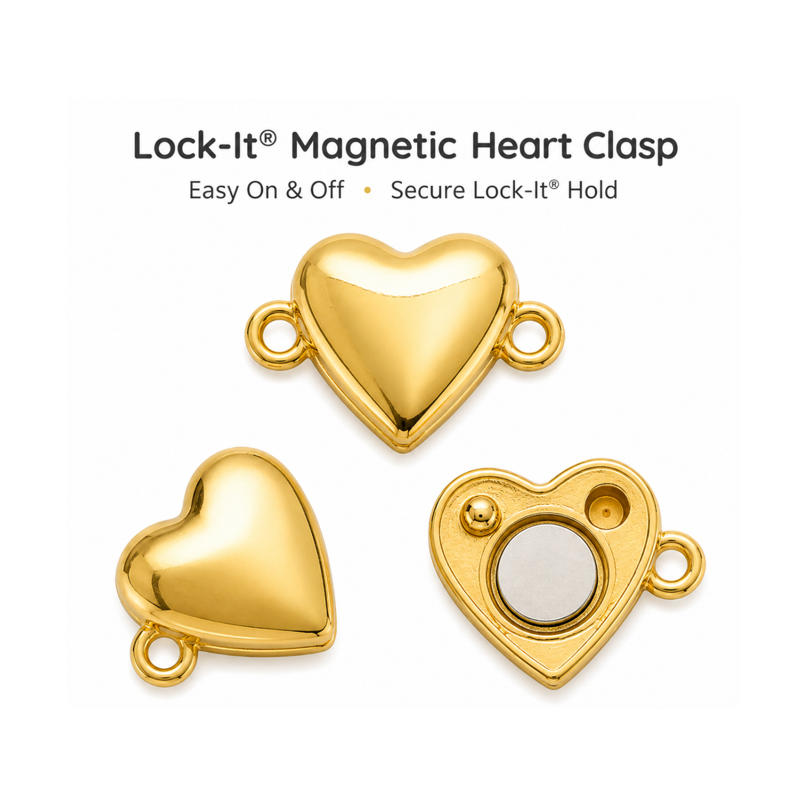 Lock-It® Heart Magnetic Clasp, 1-Strand