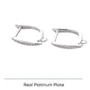 Pair of rectangular platinum-plated hoop earrings with small embedded crystals