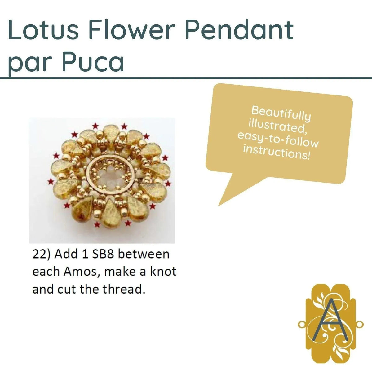 Lotus Flower Pendant Pattern Par Puca - The Argus Collection