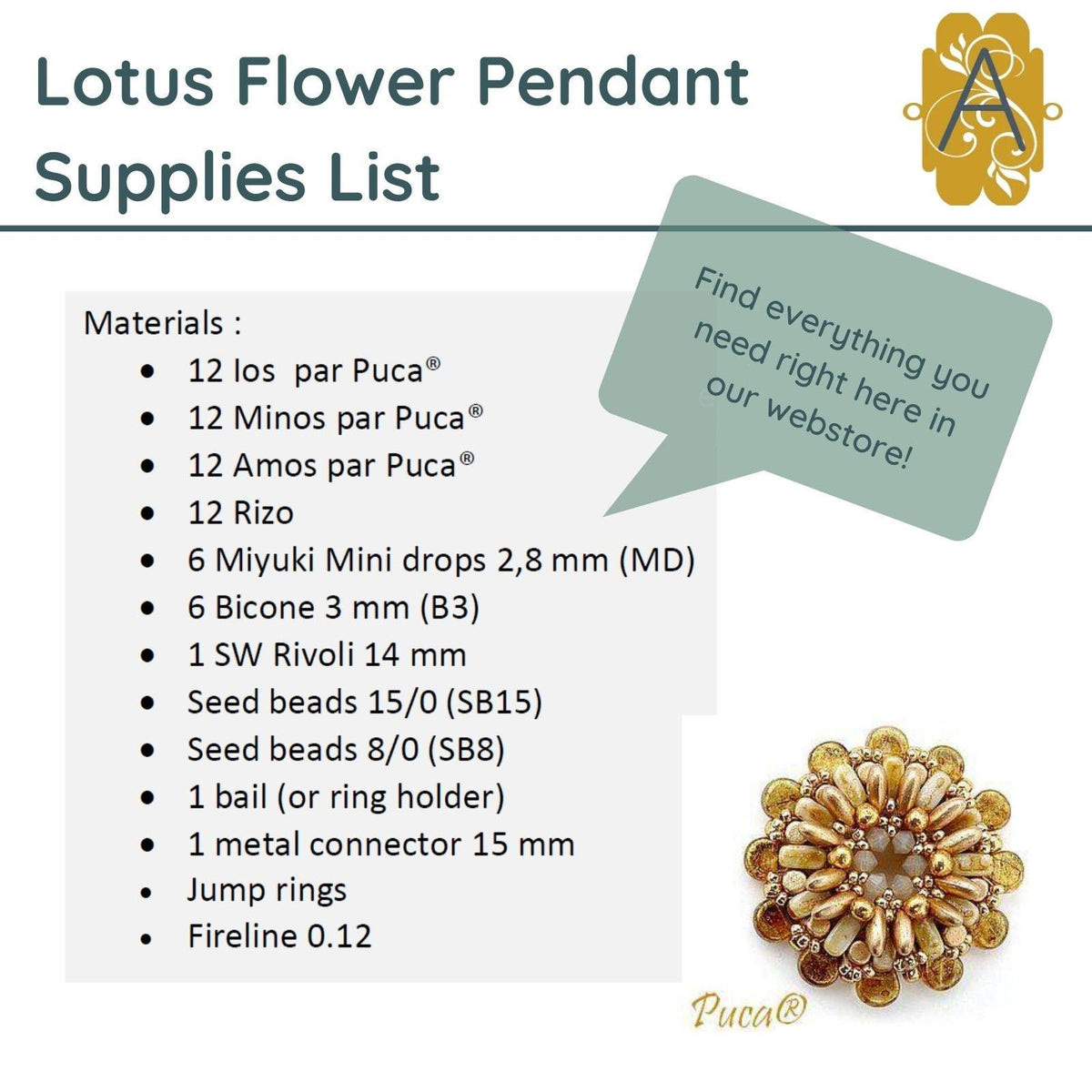 Lotus Flower Pendant Pattern Par Puca - The Argus Collection