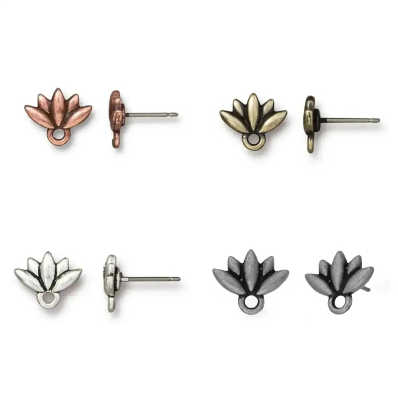 Tierracast Lotus Earring Studs, Titanium Posts, 4 Finishes - The Argus Collection