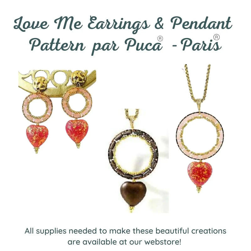 Love Me Earrings & Pendant Pattern par Puca - The Argus Collection