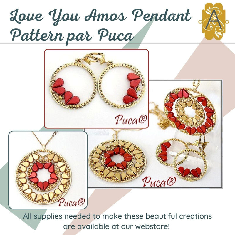 Love You Amos Pendant & Earrings Pattern par Puca - The Argus Collection