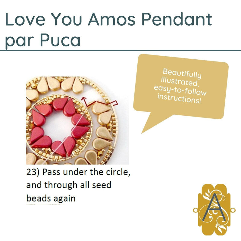 Love You Amos Pendant & Earrings Pattern par Puca - The Argus Collection