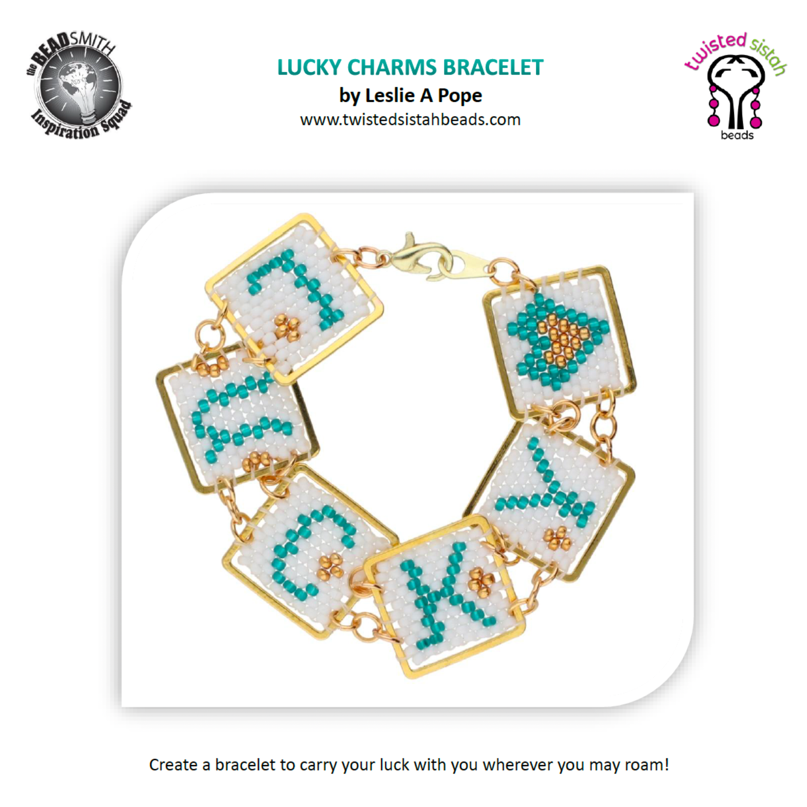 Lucky Charms Bracelet Pattern, by Leslie Pope