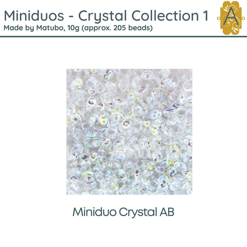 Miniduo Beads, 10g., Crystal Collection #1, 4 Finishes - The Argus Collection