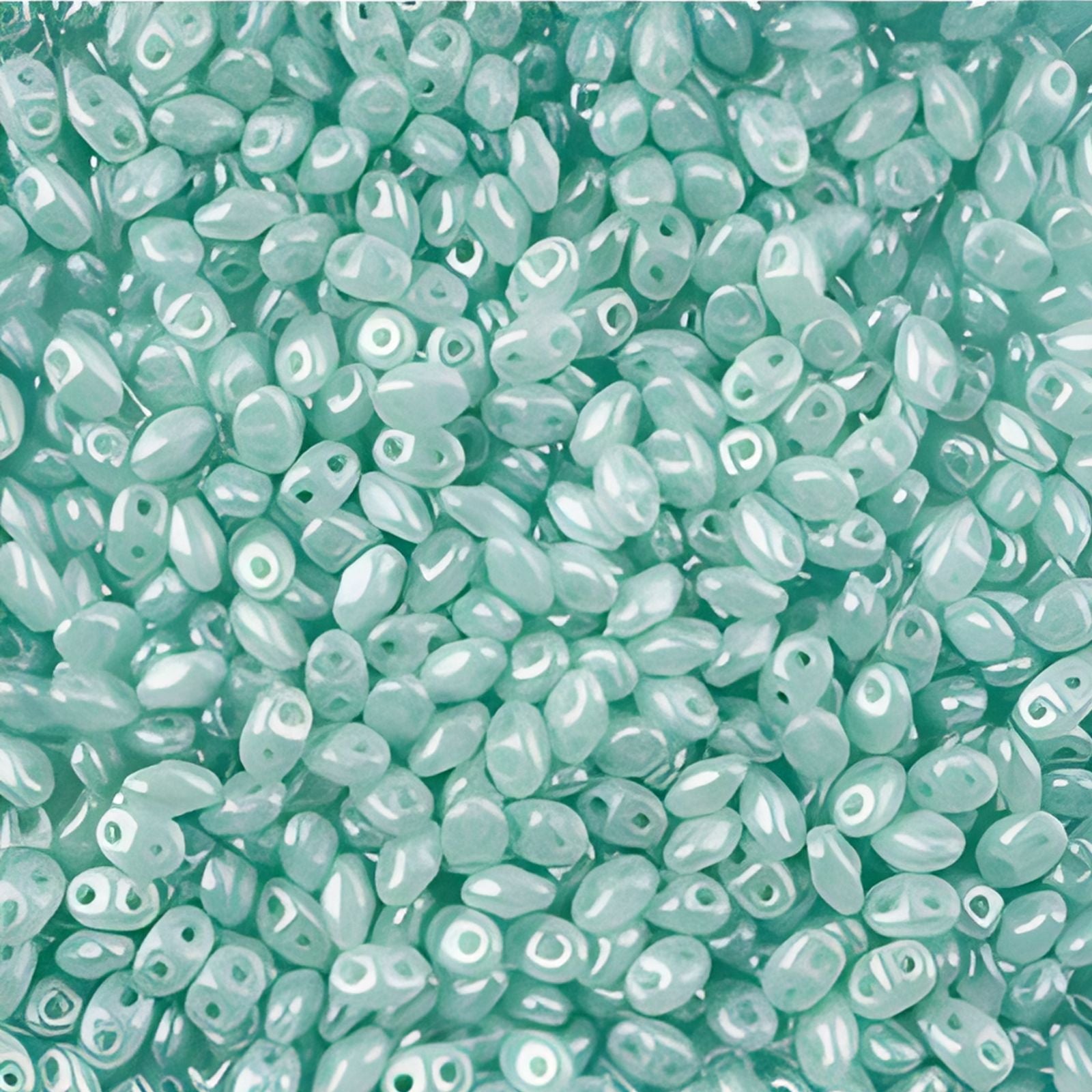 Miniduo Beads, Silk Blue Opal White Luster