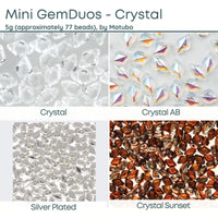 Mini Gemduo Beads, 5g., Crystal Collection, 4 Finishes - The Argus Collection