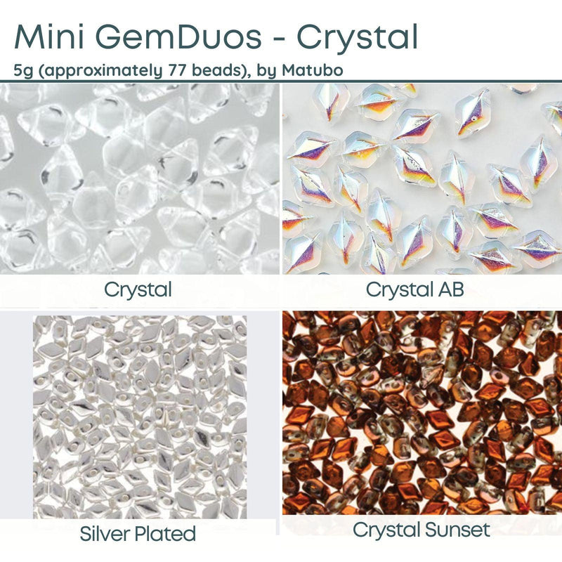 Mini Gemduo Beads, 5g., Crystal Collection, 4 Finishes - The Argus Collection