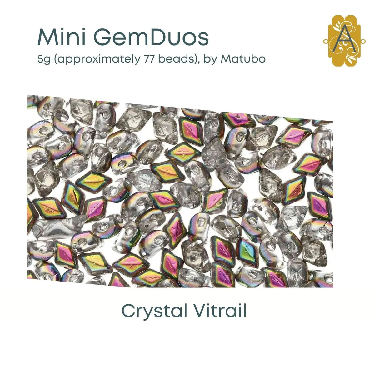 Mini Gemduo Beads, 5g., Crystal Collection, 4 Finishes - The Argus Collection