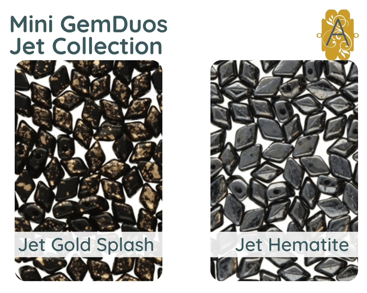 Mini Gemduos Beads, Jet Collection, 7 Finishes - The Argus Collection