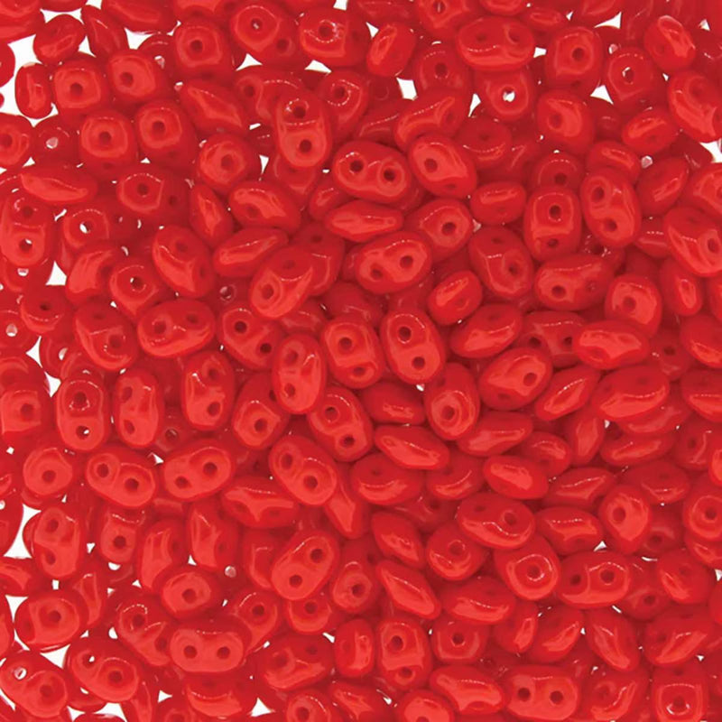MIniduo Beads, Opaque Coral Red