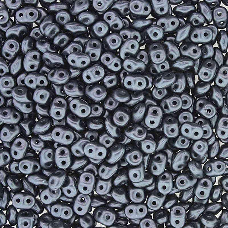 MIniduo Beads, Pastel Dark Grey Hematite