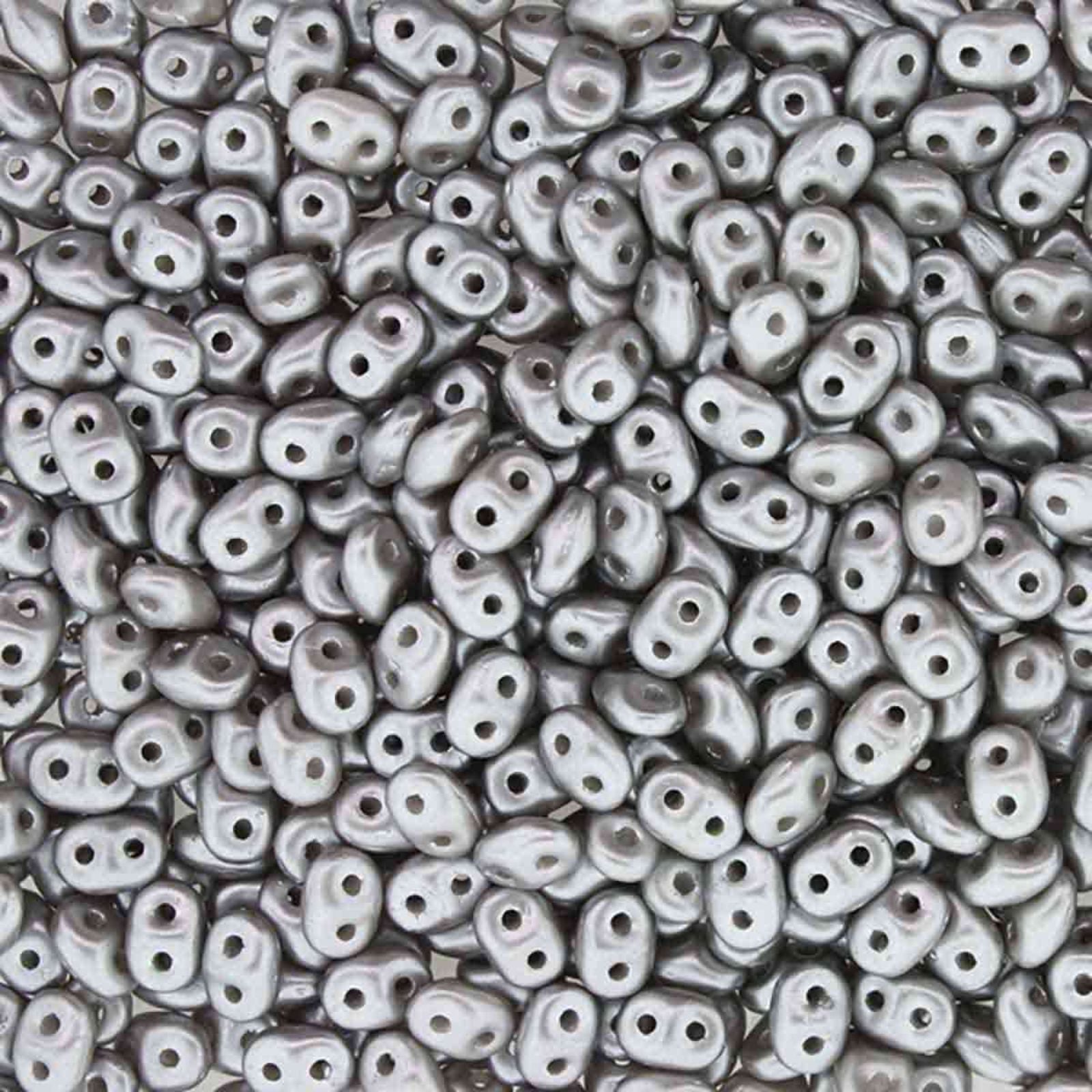 MIniduo Beads, Pastel Light Grey Silver