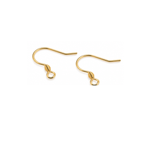 Monaco 12 18K gold plated 304 stainless steel earring wires with decorative coiled bases and attachment loops, shown as one pair