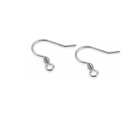 Monaco 12 silver-tone 304 stainless steel earring wires with decorative coiled bases and attachment loops, shown as one pair