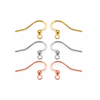 Monaco 1 surgical stainless steel earring wires in gold plated, stainless steel silver and rose gold finishes, featuring curved hooks with ball and loop details.