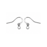Pair of Monaco 1 silver colour 316 surgical stainless steel earring wires with smooth curved hooks, round ball accents and attachment loops.