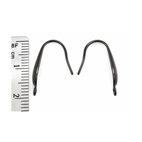 Monaco 5 black surgical steel ear wires shown beside a centimetre ruler to demonstrate their 20.5 mm length