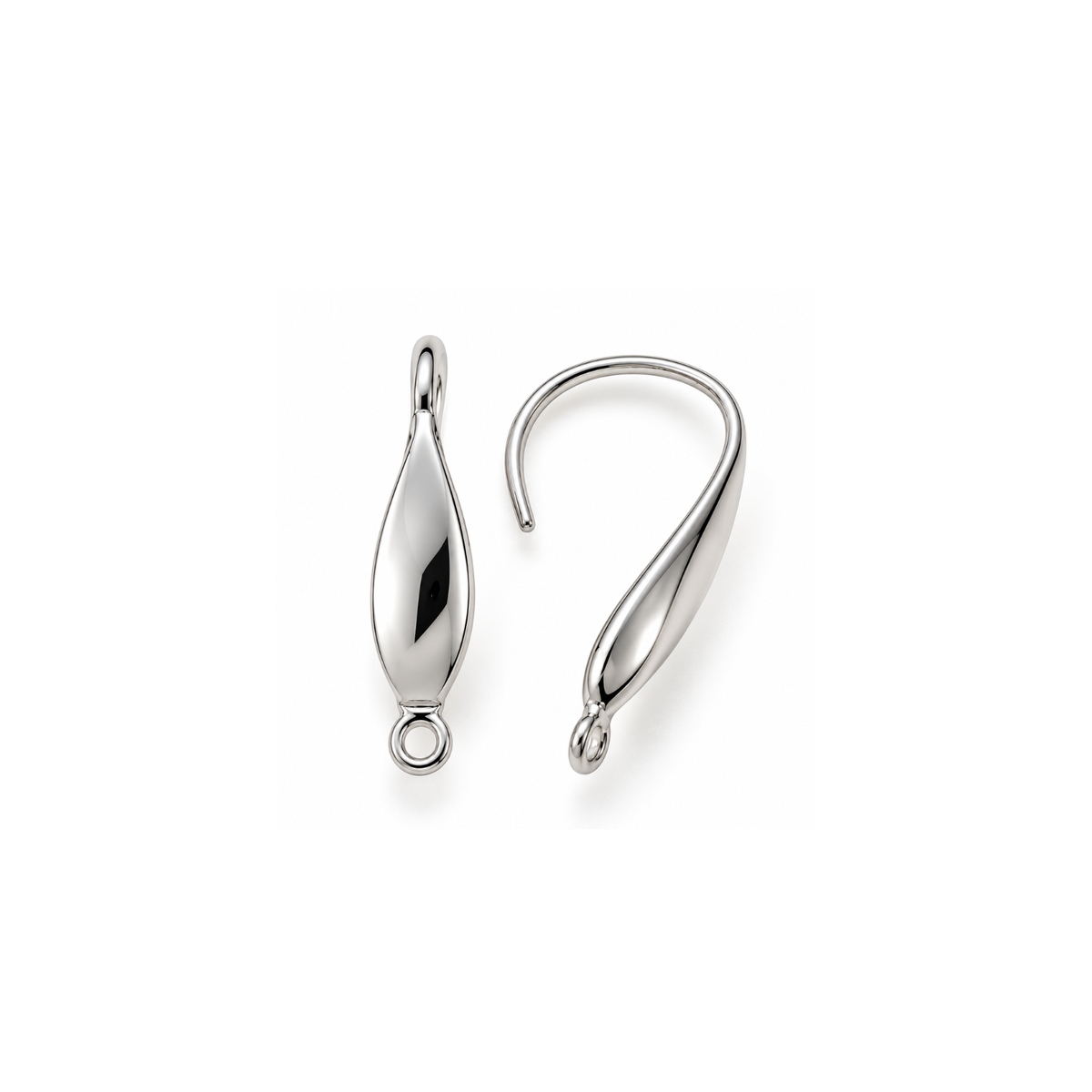 Monaco 5 surgical stainless steel ear wires in shiny silver finish, shown from front and side