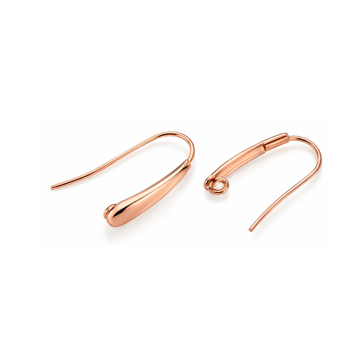 Monaco 6 stainless steel ear wires in Rose Gold finish with decorative fronts and hidden attachment loops