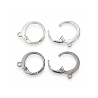 Monaco 8 round leverback earring findings in Silver and Nickel finishes, showing open and closed hinged clasps