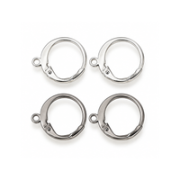 Monaco 8 round stainless steel leverback ear wires in Silver and Nickel finishes, shown as matching pairs with hinged closures and attachment loops