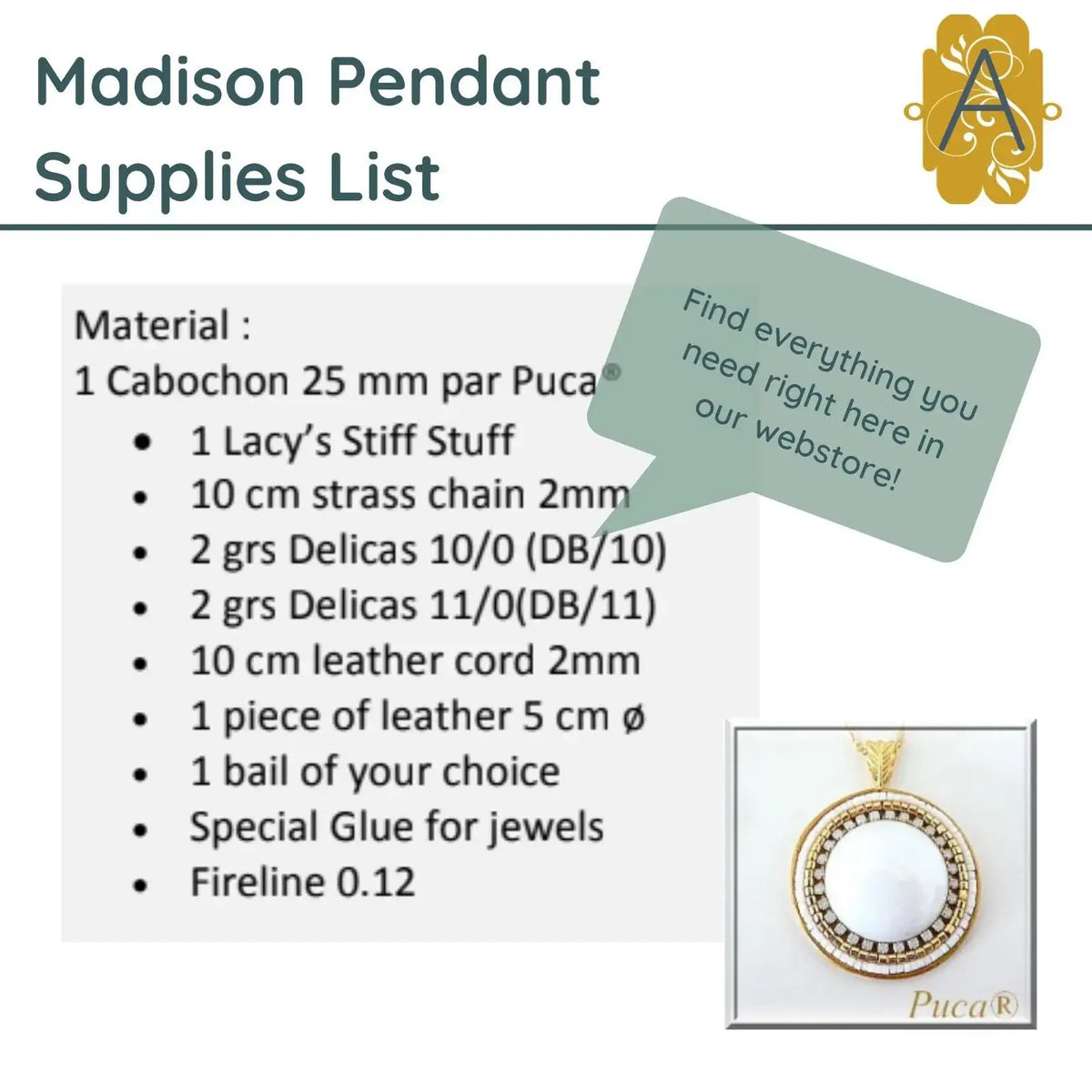 Madison Pendant Pattern par Puca - The Argus Collection