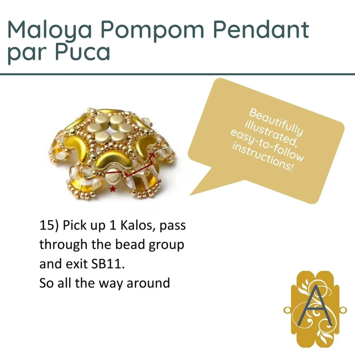 Maloya PomPom Pendant Pattern par Puca - The Argus Collection