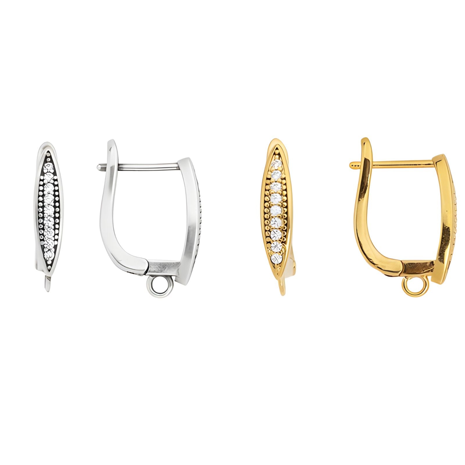 Marquise Pave Leverback Earrings, 1 Pair