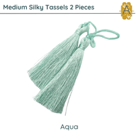 Medium Silky Tassels, Green Shades, 2 Pcs. 8cm, 3.2 Inches - The Argus Collection