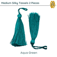 Medium Silky Tassels, Green Shades, 2 Pcs. 8cm, 3.2 Inches - The Argus Collection