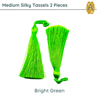 Medium Silky Tassels, Green Shades, 2 Pcs. 8cm, 3.2 Inches - The Argus Collection