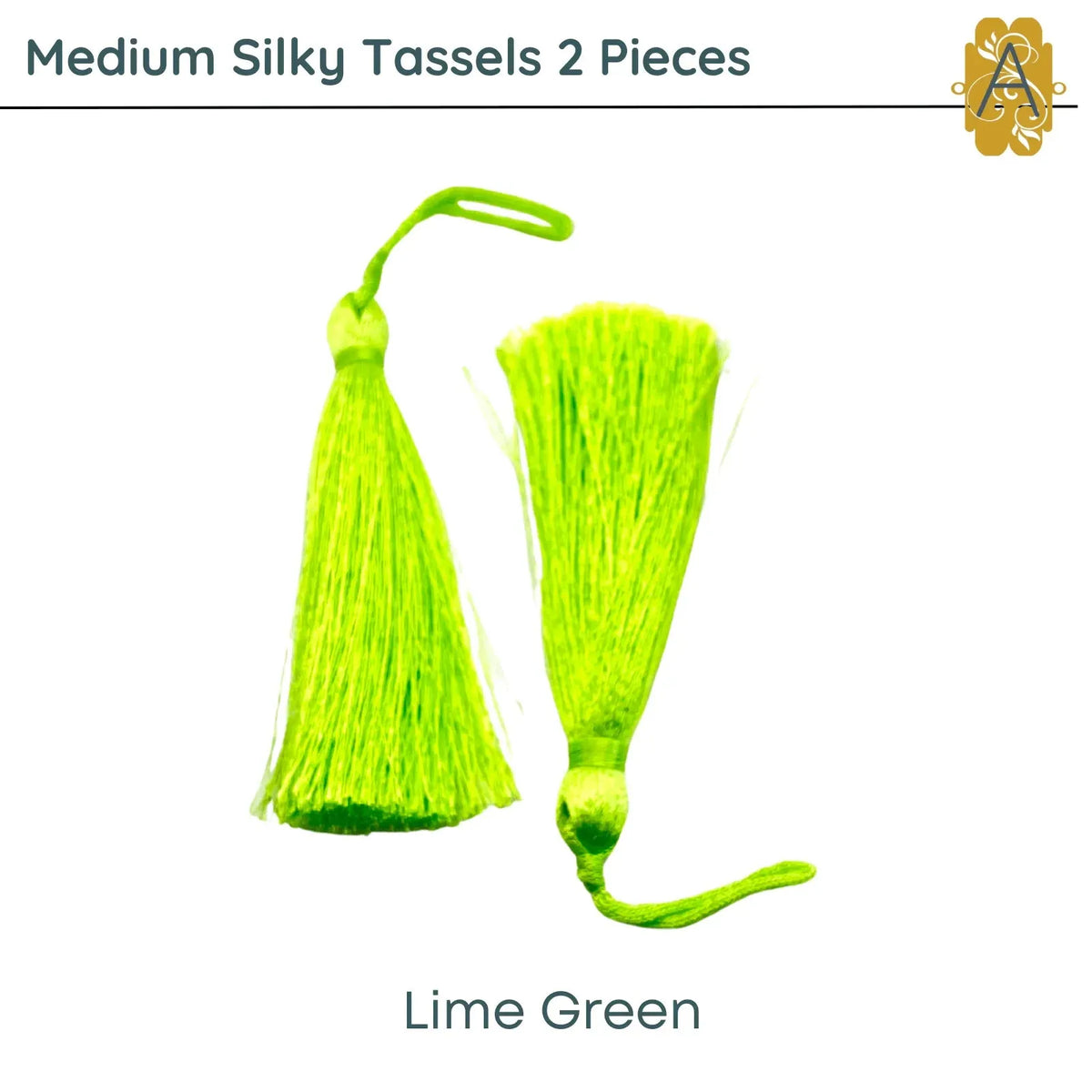 Medium Silky Tassels, Green Shades, 2 Pcs. 8cm, 3.2 Inches - The Argus Collection