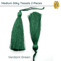 Medium Silky Tassels, Green Shades, 2 Pcs. 8cm, 3.2 Inches - The Argus Collection