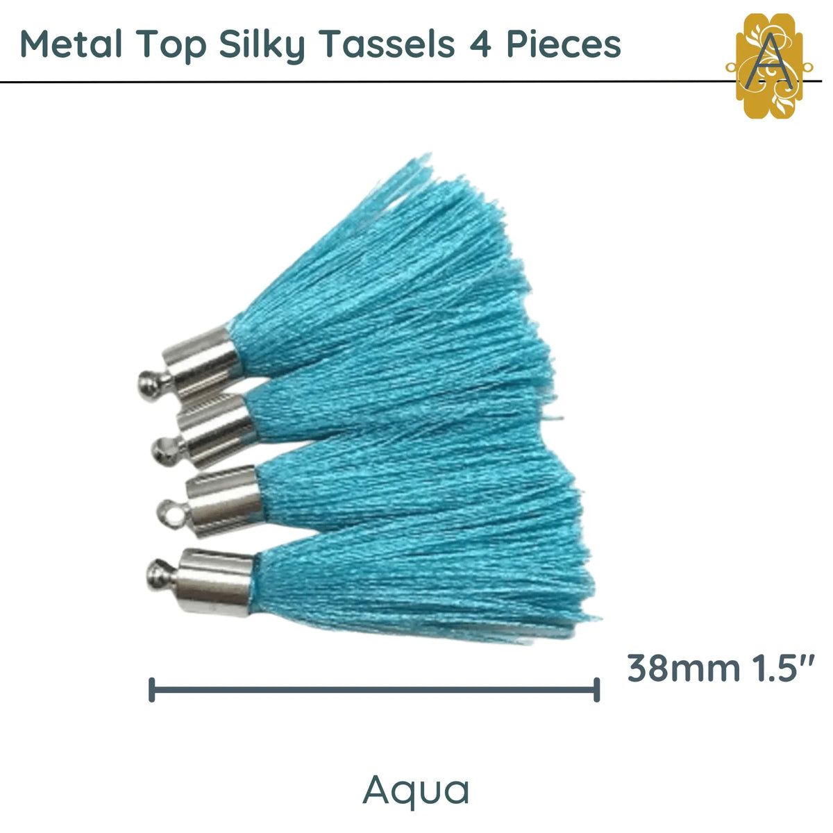 Metal Top Tassels, 38mm or 1.5", 10 Colors, 4 Pieces - The Argus Collection