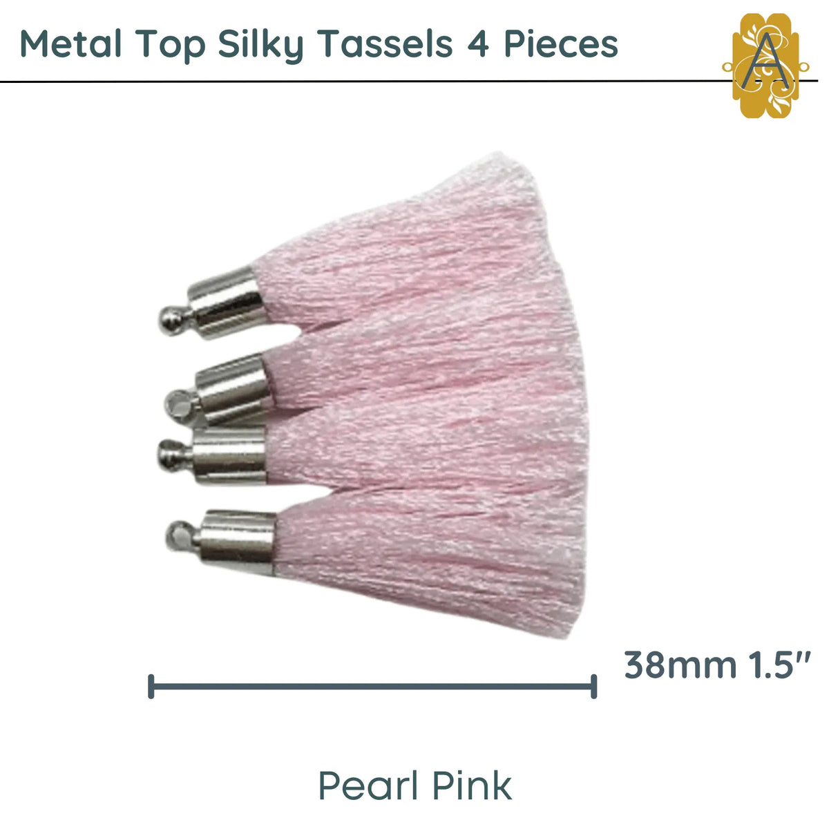 Metal Top Tassels, 38mm or 1.5", 10 Colors, 4 Pieces - The Argus Collection