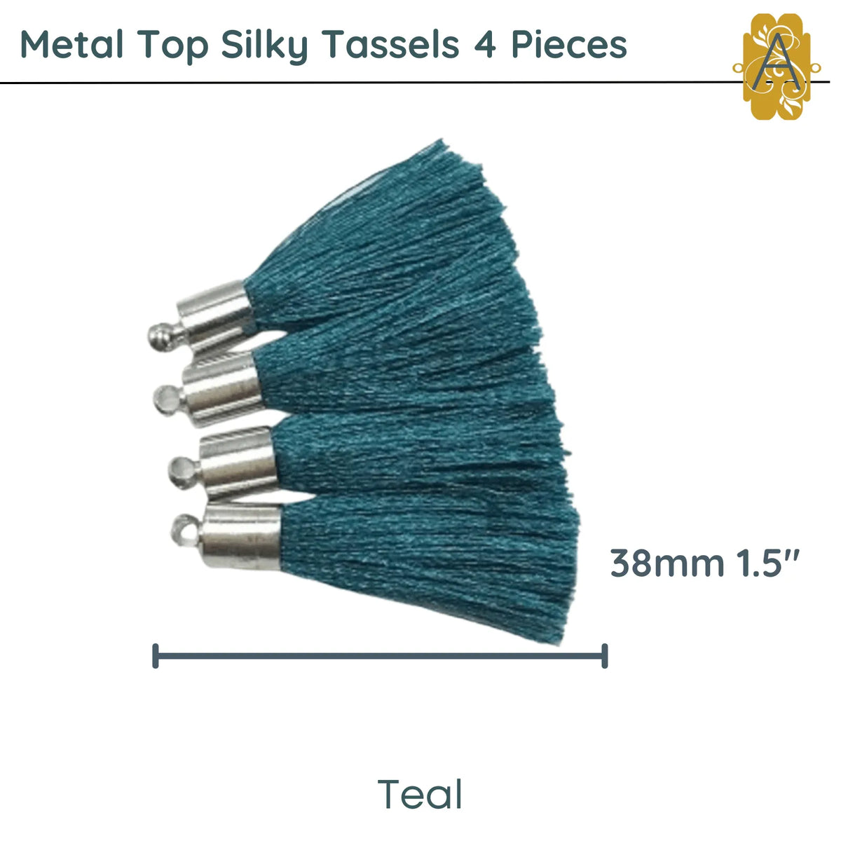 Metal Top Tassels, 38mm or 1.5", 10 Colors, 4 Pieces - The Argus Collection