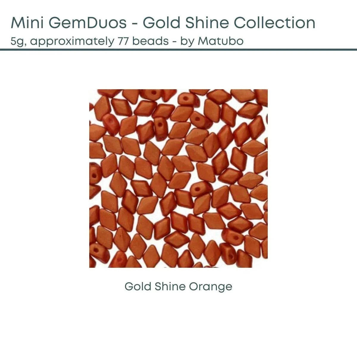 Mini Gemduo Beads, 5g., Gold Shine Collection, 5 Colors - The Argus Collection