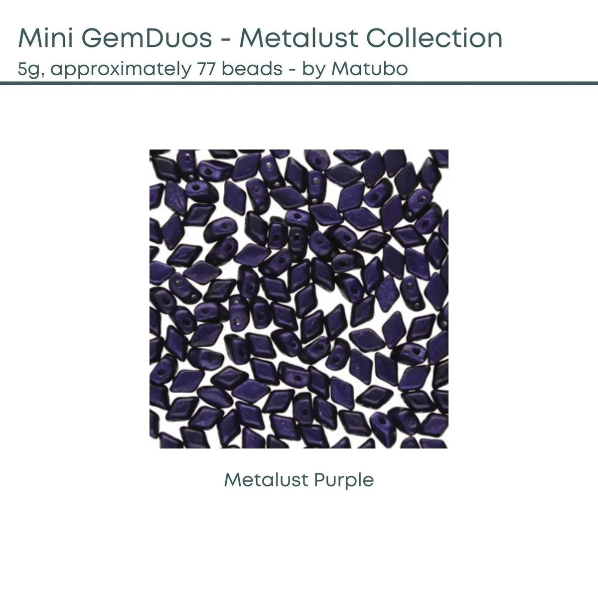 Mini Gemduo Beads, 5g., Metalust Collection, 3 Colors - The Argus Collection