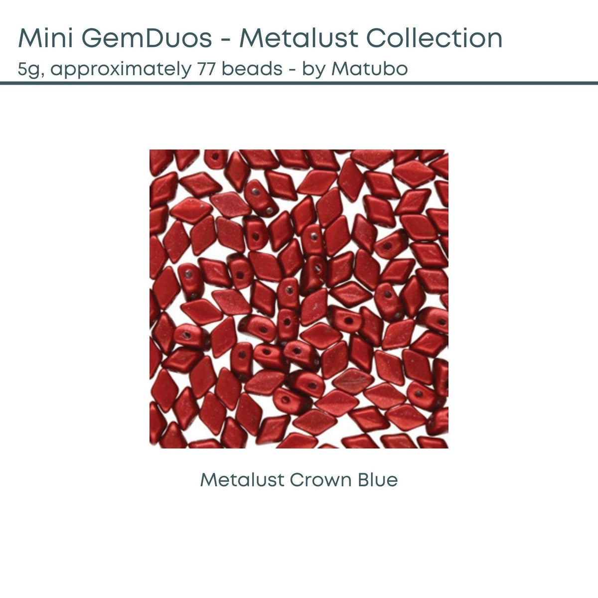 Mini Gemduo Beads, 5g., Metalust Collection, 3 Colors - The Argus Collection