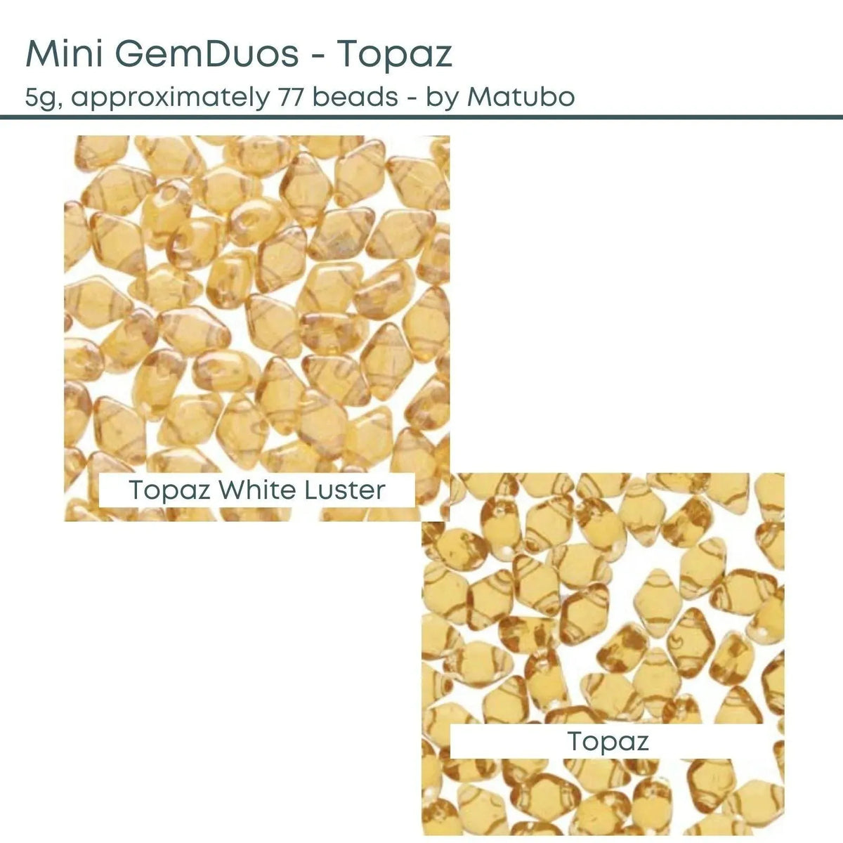 Mini Gemduo Beads, 5g., Topaz Collection, 2 Colors - The Argus Collection