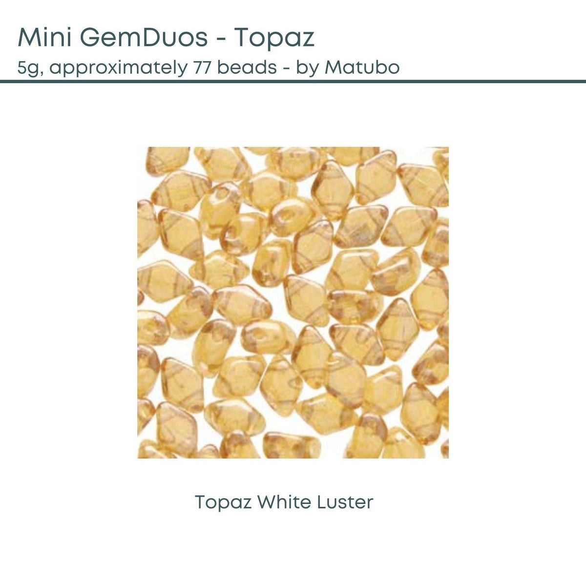 Mini Gemduo Beads, 5g., Topaz Collection, 2 Colors - The Argus Collection