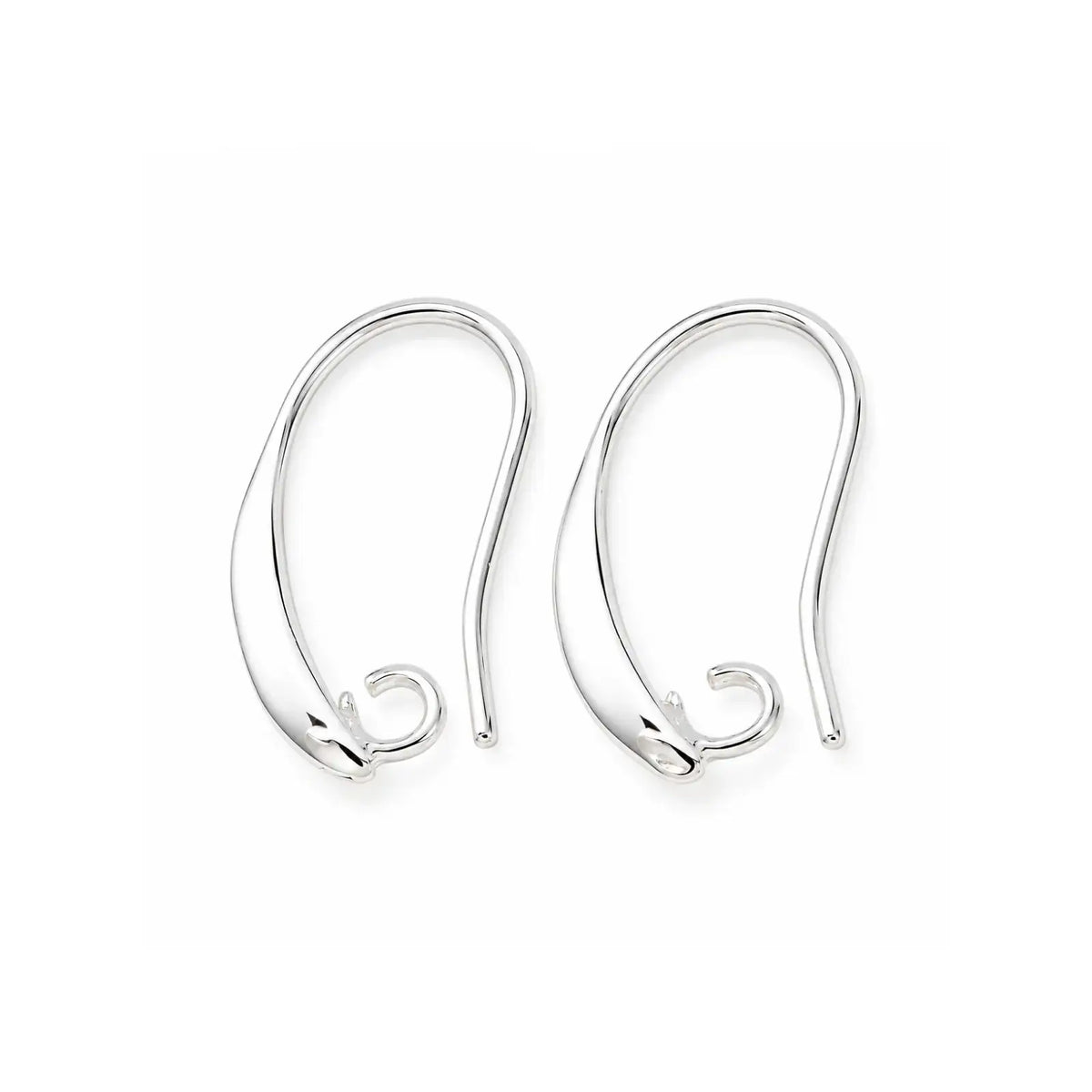 Sterling silver plated ear wires with loop detail on a white background