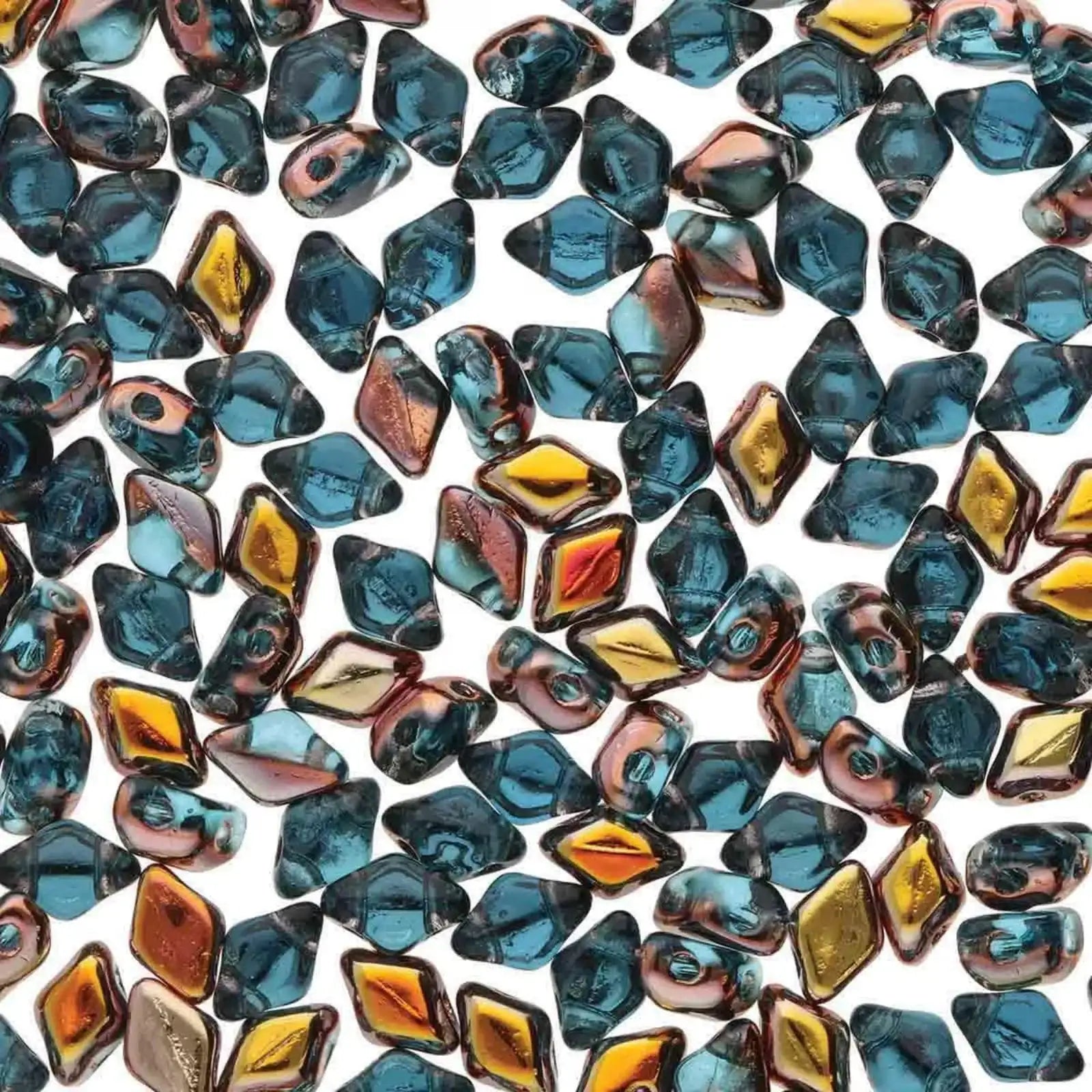Mini Gemduo Beads, Aqua Capri Gold